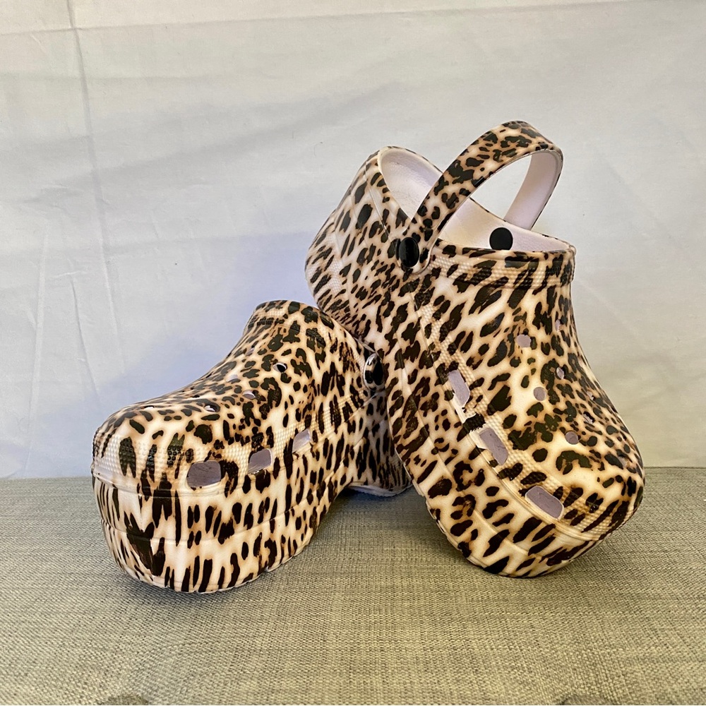 Leopard Print Platform  Slingback Clogs